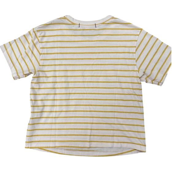 AMO Classic Boxy Cropped Striped Babe Tee Yellow White, size XS - Picture 9 of 9